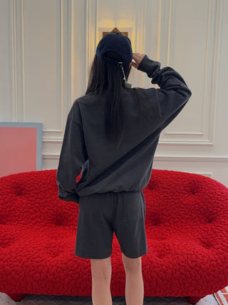 SPORTY & RICH - Stallion Crewneck in Faded Black