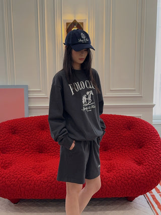 SPORTY & RICH - Stallion Crewneck in Faded Black