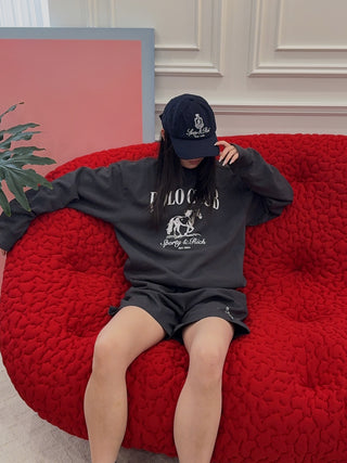 SPORTY & RICH - Stallion Crewneck in Faded Black