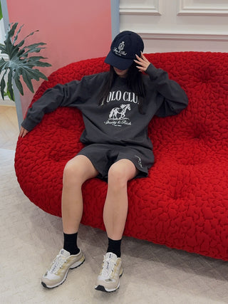 SPORTY & RICH - Stallion Crewneck in Faded Black