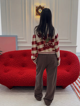 Sporty & Rich - NY Crest Embroidered Wide Sweatpant in Chocolate