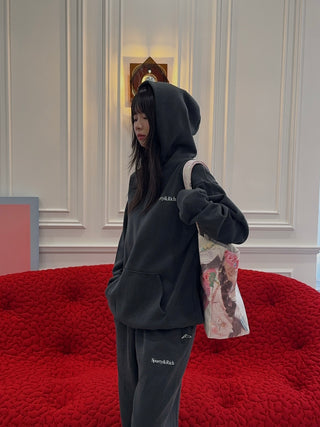 SPORTY & RICH - Health Is Wealth Soft Hoodie in Faded Black