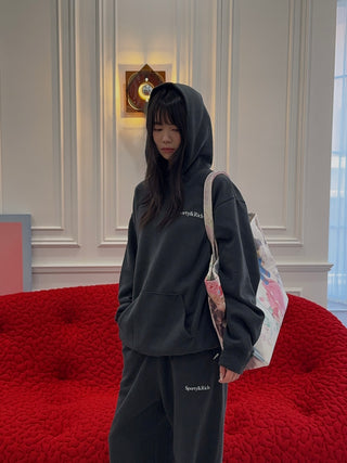 SPORTY & RICH - Health Is Wealth Soft Hoodie in Faded Black