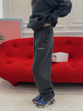SPORTY & RICH - Serif Logo Soft Sweatpant in Faded Black
