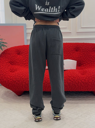 SPORTY & RICH - Serif Logo Soft Sweatpant in Faded Black