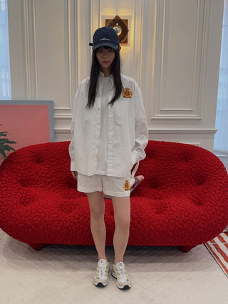 SPORTY & RICH - NY Crest Oversized Shirt in White