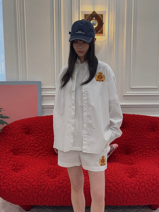 SPORTY & RICH - NY Crest Oversized Shirt in White