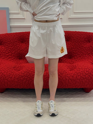 SPORTY & RICH - NY Crest Poplin Short in White