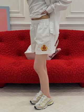 SPORTY & RICH - NY Crest Poplin Short in White