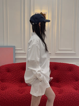SPORTY & RICH - NY Crest Oversized Shirt in White