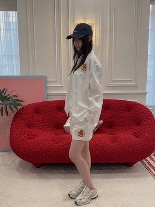 SPORTY & RICH - NY Crest Oversized Shirt in White