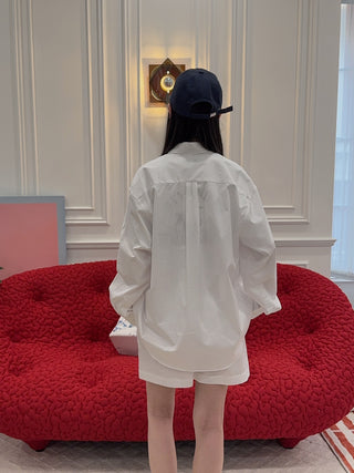 SPORTY & RICH - NY Crest Oversized Shirt in White