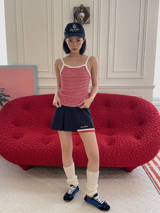 SPORTY & RICH - SRHWC Striped Terry Tank in Fire Red Stripes