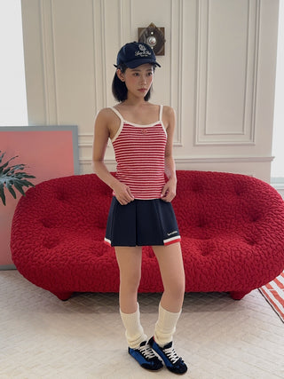 SPORTY & RICH - SRHWC Striped Terry Tank in Fire Red Stripes