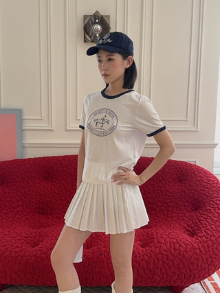 SPORTY & RICH - Serif Logo Anae Skirt in White