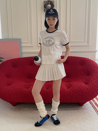 SPORTY & RICH - Riding Club Ringer Tee in White