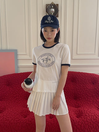 SPORTY & RICH - Riding Club Ringer Tee in White