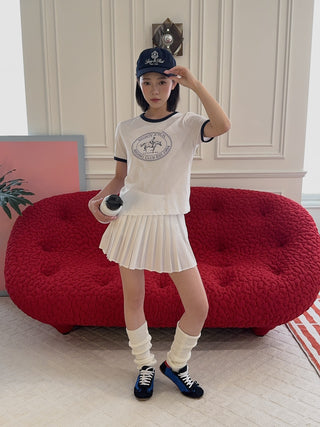SPORTY & RICH - Serif Logo Anae Skirt in White