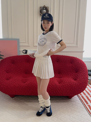 SPORTY & RICH - Serif Logo Anae Skirt in White
