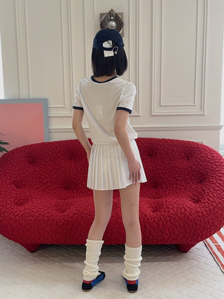 SPORTY & RICH - Serif Logo Anae Skirt in White