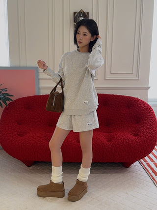 SPORTY & RICH - SR Runner Soft Crewneck in Gray