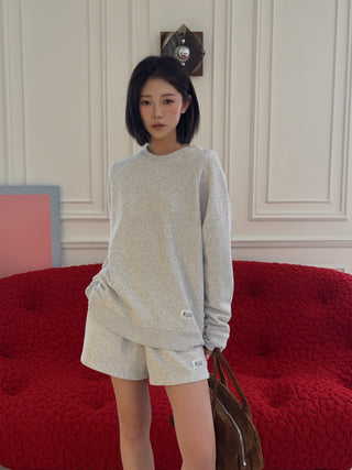SPORTY & RICH - SR Runner Soft Crewneck in Gray