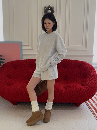 SPORTY & RICH - SR Runner Soft Crewneck in Gray