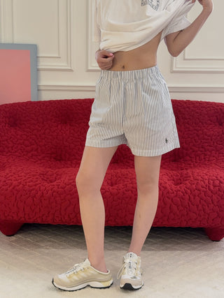 SPORTY & RICH - SRC Poplin Short in Blue Striped
