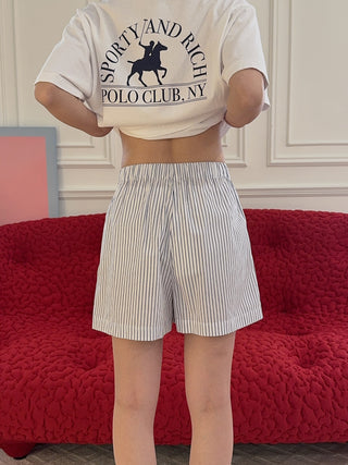 SPORTY & RICH - SRC Poplin Short in Blue Striped