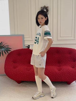 SPORTY & RICH - Wellness 94 Rugby Tee in White