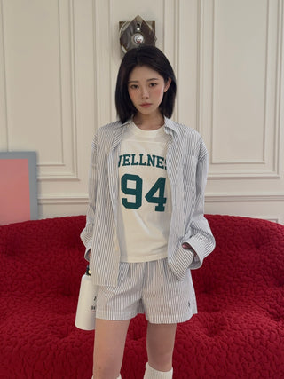 SPORTY & RICH - SRC Oversized Shirt in Blue Striped