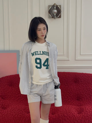 SPORTY & RICH - SRC Oversized Shirt in Blue Striped