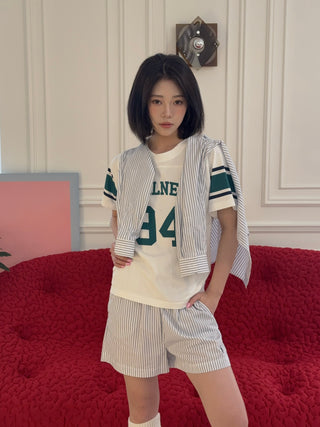 SPORTY & RICH - SRC Oversized Shirt in Blue Striped