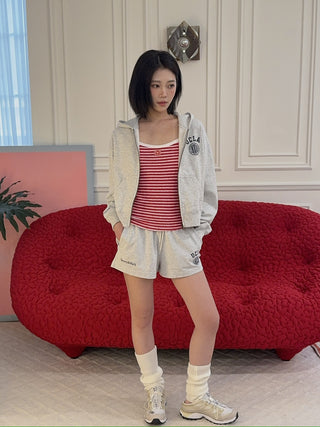 SPORTY & RICH - UCLA Crest Disco Short in Gray