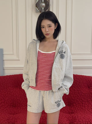 SPORTY & RICH - UCLA Crest Disco Short in Gray