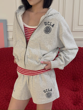 SPORTY & RICH - UCLA Crest Disco Short in Gray