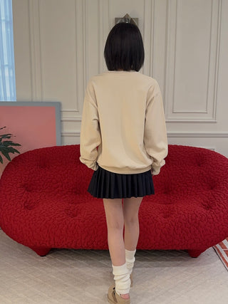 SPORTY & RICH - Abigail Wool Pleated Skirt in Navy