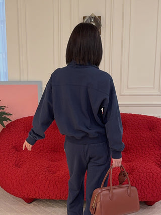 SPORTY & RICH - Vendome Quarter Zip in Navy