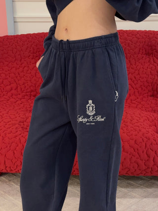 SPORTY & RICH - Vendome Straight Leg Sweatpant in Navy
