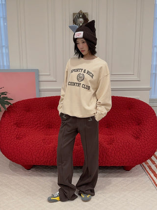 SPORTY & RICH - Varsity Crest Crewneck in Cream