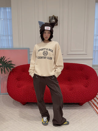 SPORTY & RICH - Varsity Crest Crewneck in Cream