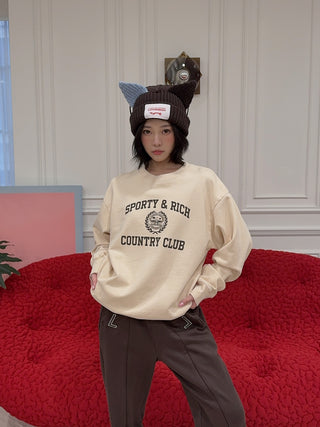 SPORTY & RICH - Varsity Crest Crewneck in Cream