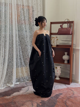BEVZA - Dew Balloon Dress in Black