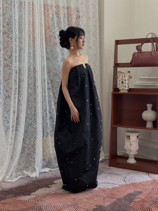 BEVZA - Dew Balloon Dress in Black