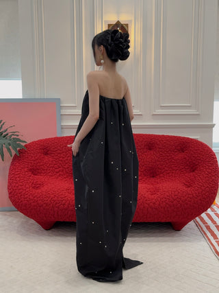 BEVZA - Dew Balloon Dress in Black
