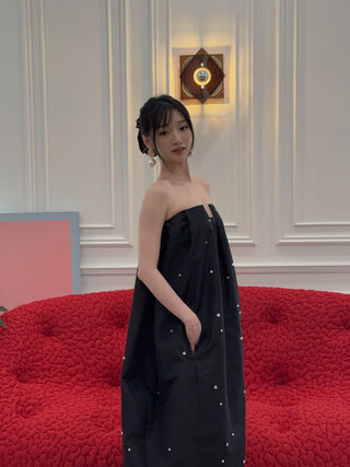 BEVZA - Dew Balloon Dress in Black