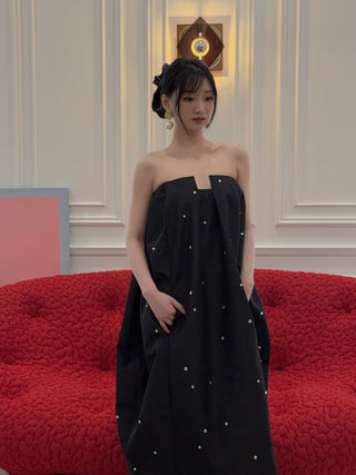 BEVZA - Dew Balloon Dress in Black