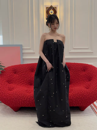 BEVZA - Dew Balloon Dress in Black