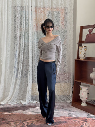 THE ANDAMANE - Off Shoulder Detail Top in Grey
