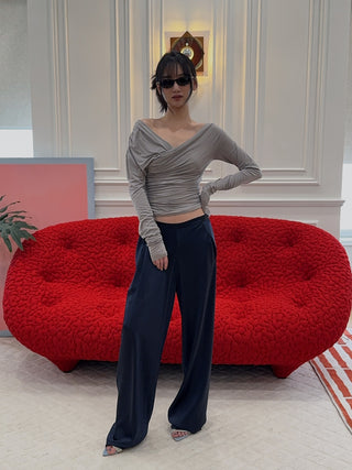 THE ANDAMANE - Off Shoulder Detail Top in Grey